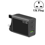 GaN PD65W Type-C x 2 + adattatore per laptop USB 3.0, spina europea (nero)