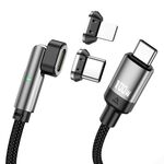 ENKAY 2 in 1 PD 100 W / 27 W Rotazione di 180 gradi Cavo dati di ricarica rapida magnetico di tipo C / 8 pin con luce a LED, lunghezza: 1 m