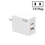 GaN PD48W Tipo-C PD3.0 + Caricabatterie rapido USB 3.0 ， Spina USA (bianca)