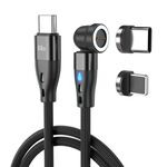 ENKAY PD60W Cavo di ricarica rapida da tipo C a tipo C / 8 pin magnetico rotante a 540 gradi, lunghezza: 2 m (nero)