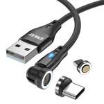 ENKAY 3A USB a tipo C / 8 pin magnetico 540 gradi rotante cavo di ricarica veloce, lunghezza: 1 m (nero)