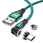 ENKAY 3A USB a Type-C / 8 pin magnetico 540 gradi rotante cavo di ricarica veloce, lunghezza: 2 m (verde)