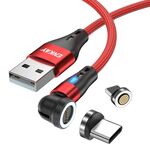 ENKAY 3A USB a tipo C / 8 pin magnetico 540 gradi rotante cavo di ricarica veloce, lunghezza: 2 m (rosso)
