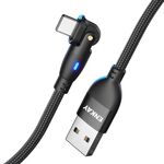 ENKAY Cavo dati di ricarica da USB a 8 pin con rotazione di 180 gradi con luce a LED, lunghezza: 1 m (nero)