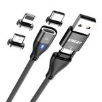 ENKAY 6-in-1 PD60W USB-A / da tipo C a tipo C / 8 pin / cavo di ricarica rapida magnetico micro USB, lunghezza cavo: 2 m (nero)