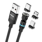 ENKAY Cavo di ricarica rapido magnetico con rotazione di 540 gradi 3 in 1 da USB a tipo C / 8 pin / Micro USB 3 in 1, lunghezza: 1 m (nero)