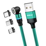 ENKAY Cavo di ricarica rapido magnetico con rotazione di 540 gradi 3 in 1 da USB a tipo C / 8 pin / Micro USB 3 in 1, lunghezza: 2 m (verde)