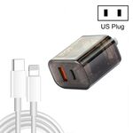 Caricabatterie super veloce USB 45PQ 45 W PD25W + QC3.0 20 W con cavo da tipo C a 8 pin, spina americana (grigio trasparente)