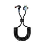 Cavo USB da gomito a 8 pin 3 in 1 da 66 W + Micro USB + cavo a molla di ricarica rapida USB-C/Type-C (nero)
