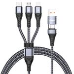 ENKAY Cavo di ricarica rapida multifunzione USB 6-in-1 5A / Tipo C a Tipo C / 8 pin / Micro USB, Lunghezza cavo: 1 m (Grigio)