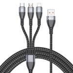ENKAY Cavo di ricarica rapida multifunzione 3 in 1 da USB a tipo C / 8 pin / Micro USB 6A, lunghezza cavo: 1 m (grigio)