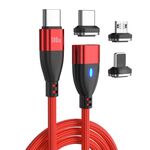 ENKAY Cavo di ricarica rapido magnetico 3 in 1 PD100W da tipo C a tipo C / 8 pin / micro USB, lunghezza cavo: 1 m (rosso)