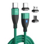 ENKAY Cavo di ricarica rapido magnetico 3 in 1 PD100W da tipo C a tipo C / 8 pin / micro USB, lunghezza cavo: 1 m (verde)