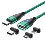 ENKAY Cavo di ricarica rapido magnetico 3 in 1 PD100W da tipo C a tipo C / 8 pin / micro USB, lunghezza cavo: 1,8 m (verde)
