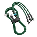 ENKAY Cavo di ricarica rapida multifunzione USB 6-in-1 5A + da tipo C a tipo C / 8 pin / micro USB, lunghezza cavo: 1,3 m (verde)
