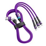 ENKAY Cavo di ricarica rapida multifunzione USB 6-in-1 5A + da tipo C a tipo C / 8 pin / micro USB, lunghezza cavo: 1,3 m (viola)
