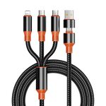 ENKAY Cavo di ricarica rapida multifunzione USB 6-in-1 5A + da tipo C a tipo C / 8 pin / micro USB, lunghezza: 1,2 m (nero arancione)