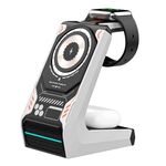 T21 Caricatore Mecha 3 in 1 per cellulare Orologio Auricolare Dock station di ricarica wireless da tavolo (Beige)