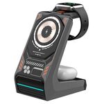T21 3 in 1 Mecha Caricatore per cellulare Orologio Auricolare Desktop Dock di ricarica wireless (Grigio)