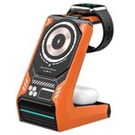 T21 Caricatore Mecha 3 in 1 per cellulare Orologio Auricolare Dock station di ricarica wireless da tavolo (arancione)