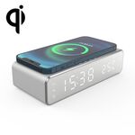 W258 con display orologio/temperatura telefono desktop/auricolare ricarica wireless (argento 5W)