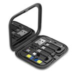 Kit cavo di ricarica per adattatore USB multifunzione HE-C098 con specchio per il trucco e supporto per telefono (nero)