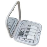 Kit cavo di ricarica per adattatore USB multifunzione HE-C098 con specchio per il trucco e supporto per telefono (bianco)