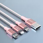 ROMOSS CB25 3 in 1 3,5 A 8 pin + Micro USB + cavo tipo C/USB-C 1 m (oro rosa)