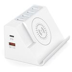 PD 20 W + ricarica wireless QC 3.0 + caricabatterie multifunzione a 6 porte (spina UK)