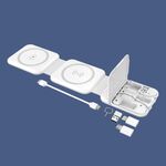 Caricatore pieghevole wireless magnetico 10 in 1 con scatola di immagazzinaggio adattatore cavo dati (bianco)