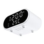 Mini orologio multifunzione da tavolo con caricatore wireless a specchio LED da 15 W (bianco)