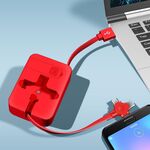 Funzione di staffa telefonica per cavo di ricarica multifunzionale telescopico 5 in 1 con specchio per il trucco(Rosso)