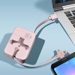 Funzione di staffa telefonica per cavo di ricarica multifunzionale telescopico 5 in 1 con specchio per il trucco (rosa)