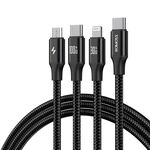 ROMOSS PD100W Cavo dati 3 in 1 da tipo C/USB-C a 8 pin e tipo C e linea di ricarica rapida micro 1,5 m (nero)