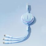 ROMOSS CB258L 6A Cavo di ricarica dati telescopico 3 in 1 da USB-A a tipo C e 8 pin e micro cavo (blu)