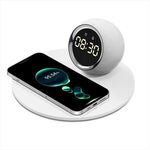 Caricabatterie rapido wireless con luce notturna per orologio girevole multifunzione K22T da 15 W, colore: bianco
