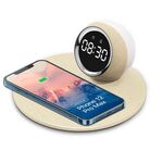 Caricatore rapido wireless con luce notturna per orologio girevole multifunzionale K22T da 15 W, colore: colore grano