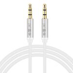 Cavo audio JINGHUA Cavo adattatore audio AUX da maschio a maschio da 3,5 mm, lunghezza: 1,2 m (3 nodi bianco)