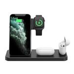 Caricabatterie wireless per auricolari da tavolo pieghevole 4 in 1 per telefono cellulare (nero)