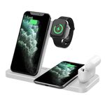 Caricabatterie wireless per auricolari da tavolo pieghevole 4 in 1 per cellulare (bianco)