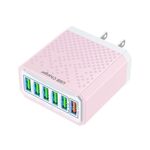 Adattatore di alimentazione per caricabatterie da viaggio USB a ricarica rapida multifunzionale a 6 porte, modello: spina americana rosa