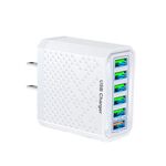 Adattatore di alimentazione per caricabatterie da viaggio USB a ricarica rapida multifunzionale a 6 porte, modello: spina americana bianca