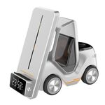T20 Caricabatterie wireless per sveglia da tavolo 5 in 1 a forma di auto con luce atmosferica (bianco)