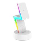 Caricabatterie wireless con supporto magnetico per telefono cellulare Magsafe RGB 3 in 1 (bianco)