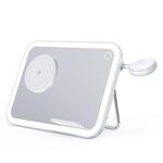 Caricatore wireless con luce notturna per specchio per trucco LED pieghevole magnetico 3 in 1 MagSafe da 15 W (bianco)