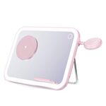 Caricatore wireless con luce notturna per specchio per trucco LED pieghevole magnetico 3 in 1 MagSafe da 15 W (rosa)