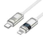 hoco U137 Cavo dati di ricarica USB-C/Type-C a 8 pin Line PD con display, lunghezza: 1,2 m (bianco)