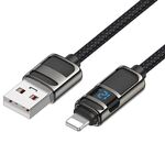 hoco U137 Cavo dati di ricarica USB a 8 pin Line 2.4A con display, lunghezza: 1.2m (nero)