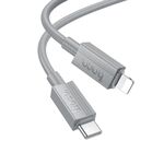 Cavo dati di ricarica USB-C/Type-C a 8 pin Favor PD hoco X107, lunghezza: 1 m (grigio)