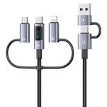 Cavo di ricarica rapida USAMS 60W 6 in 1 con display digitale, lunghezza: 2 m (grigio titanio)